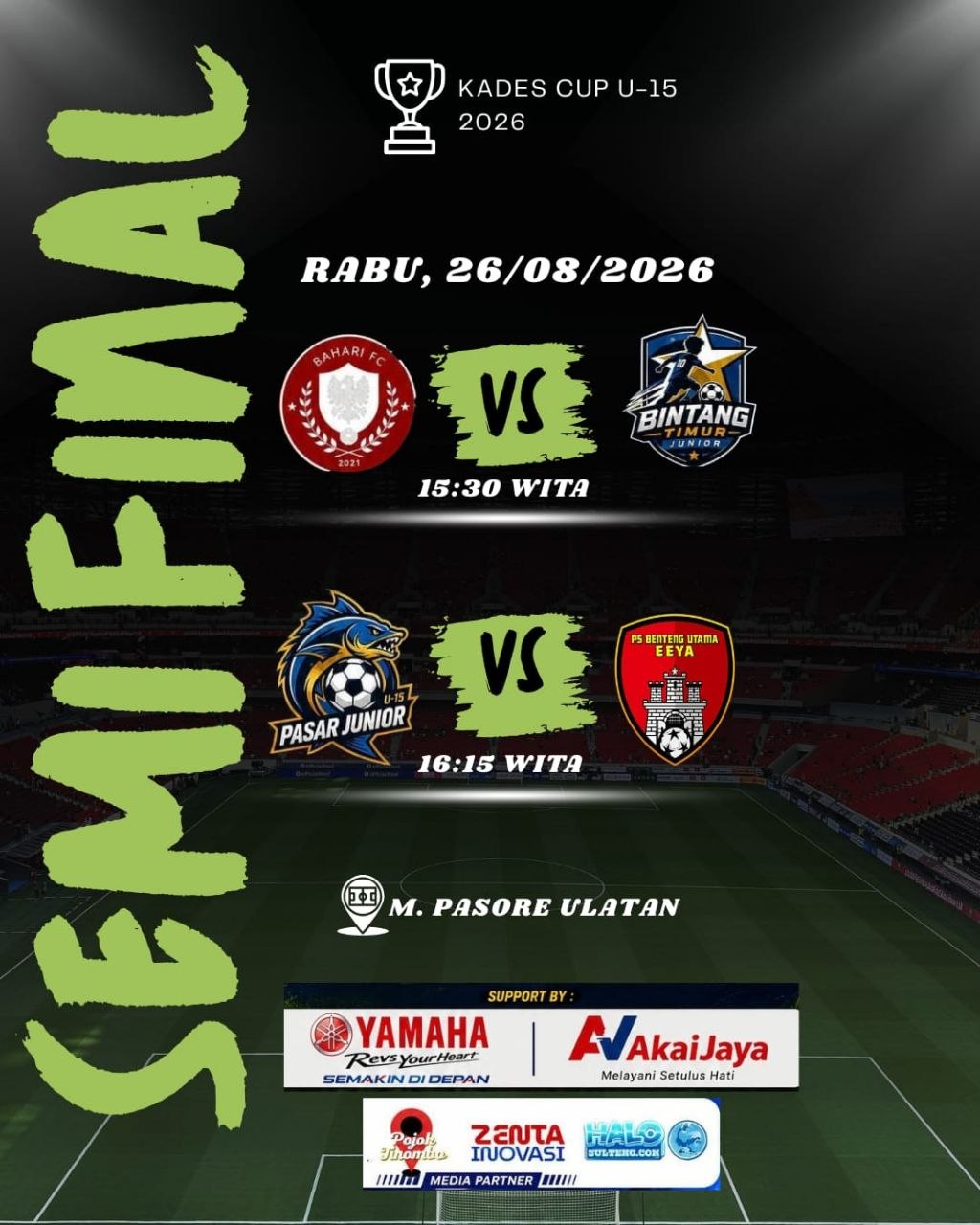 Semifinal Kades Cup U-15 Desa Ulatan 2026, 4 Tim Rebutkan 2 Tiket Final